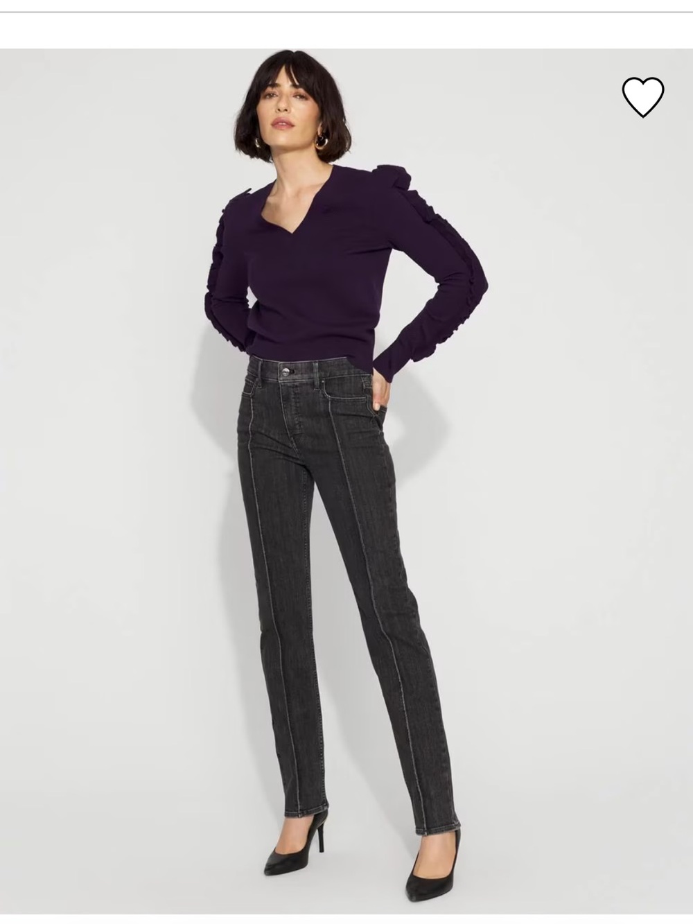 WHBM Pintuck High-Rise Straight Jeans